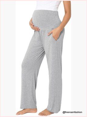 Maternity Pajama Pants Viscose Bamboo Soft Stretchy Lounge Pants with Pockets
